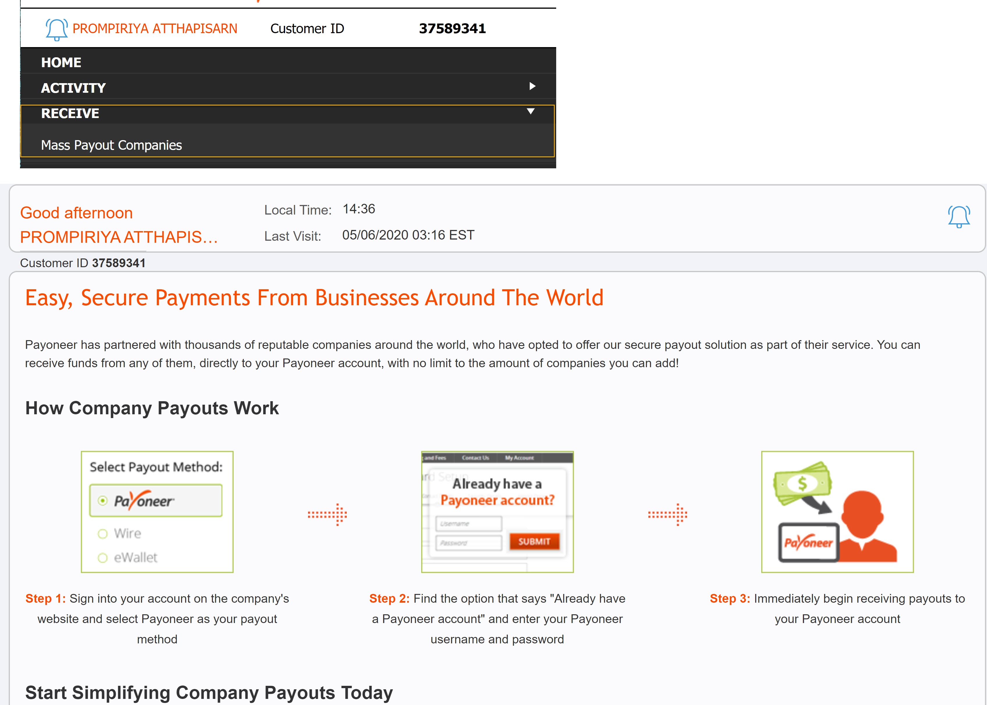 Payoneer виртуальная карта