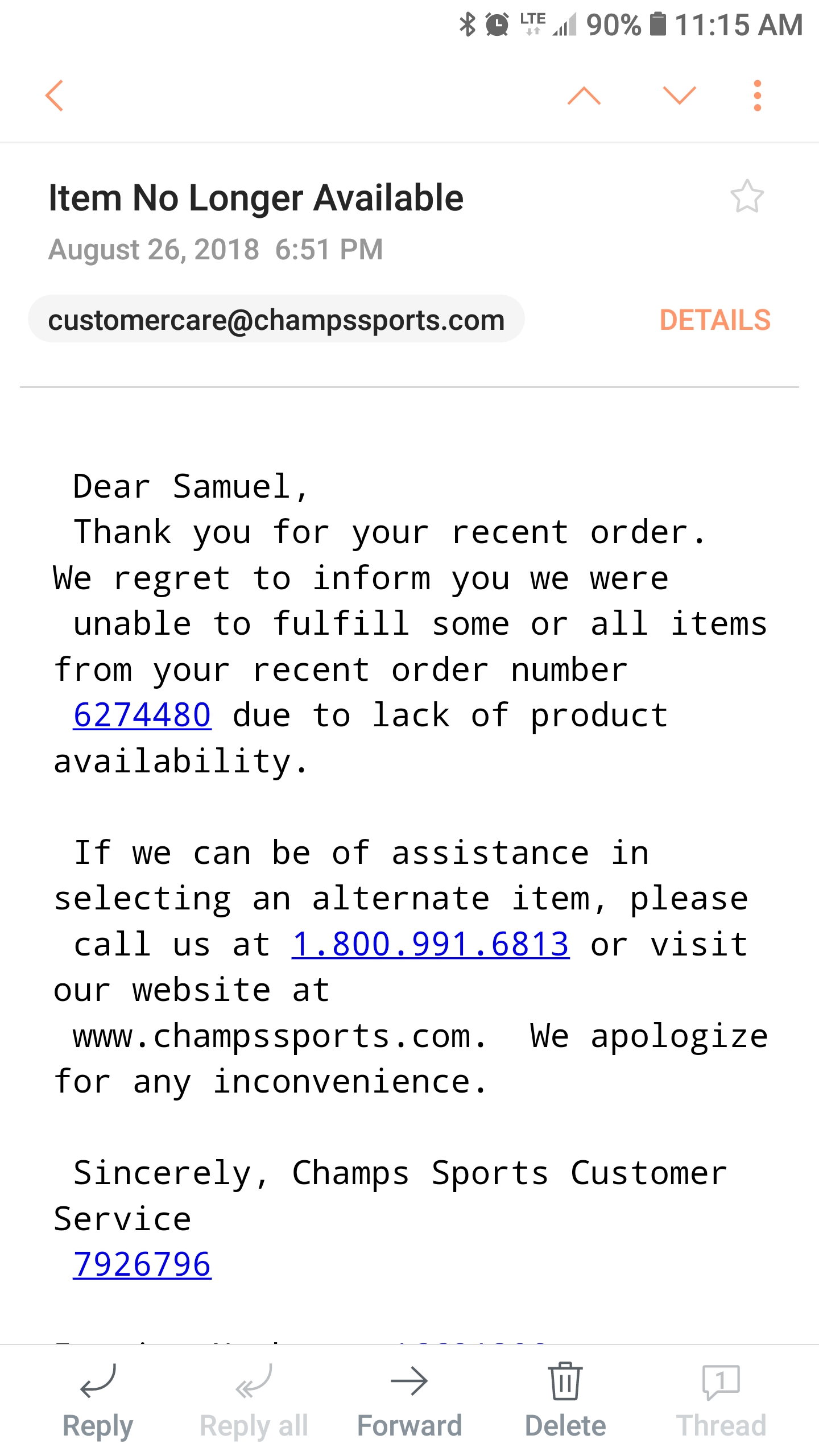 champs customer support